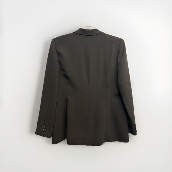 Ann Taylor Blazer Suit Jacket Women's Size M Black Pinstriped Offixe Corpcore - Picture 4 of 5